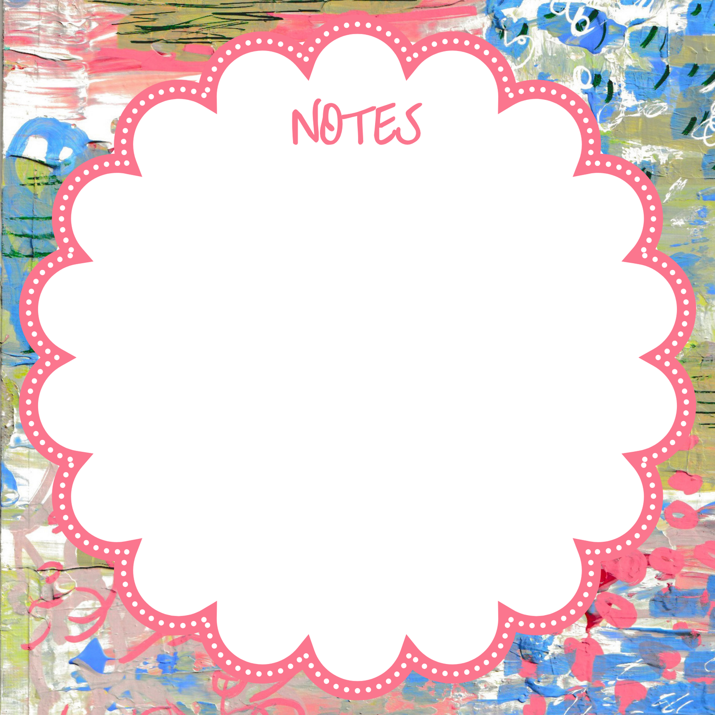 Scalloped square Notes notepad with Blue Hydrangeas and Peach Peonies art