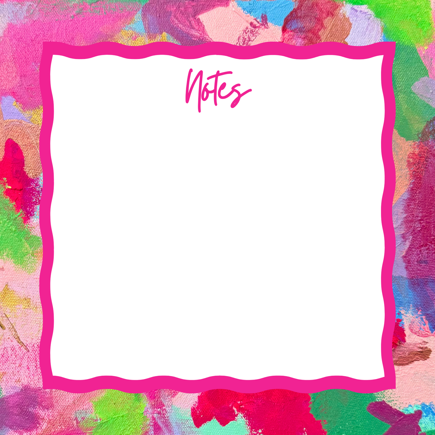Wavy square Notes notepad with Come On Get Happy abstract art