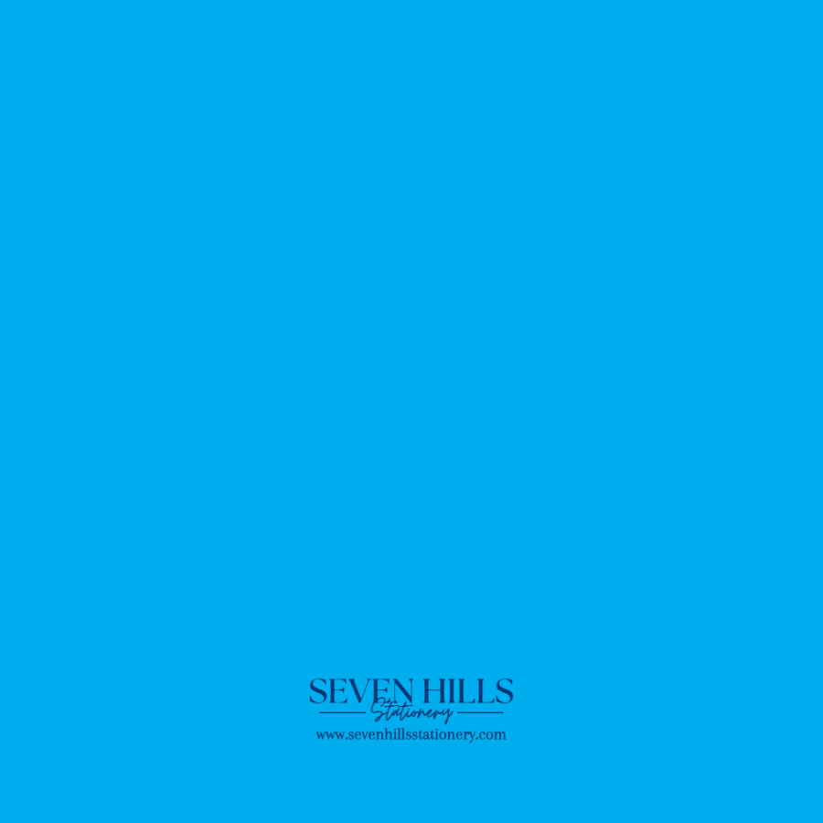 Blue back of Big Bash Blue Happy Birthday gift tag with Seven Hills Stationery logo