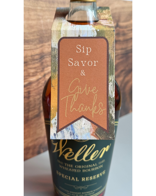Thanksgiving Wine Tag Set | ‘Sip, Savor & Give Thanks’ | Forty Degrees & Rainy