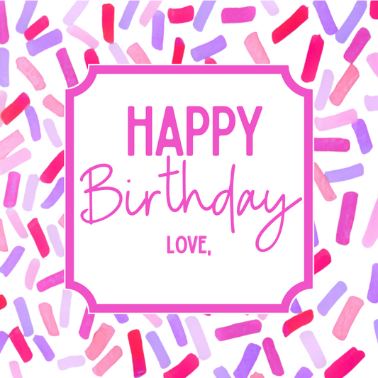 Sprinkles Party Pink birthday gift tags, alternate view