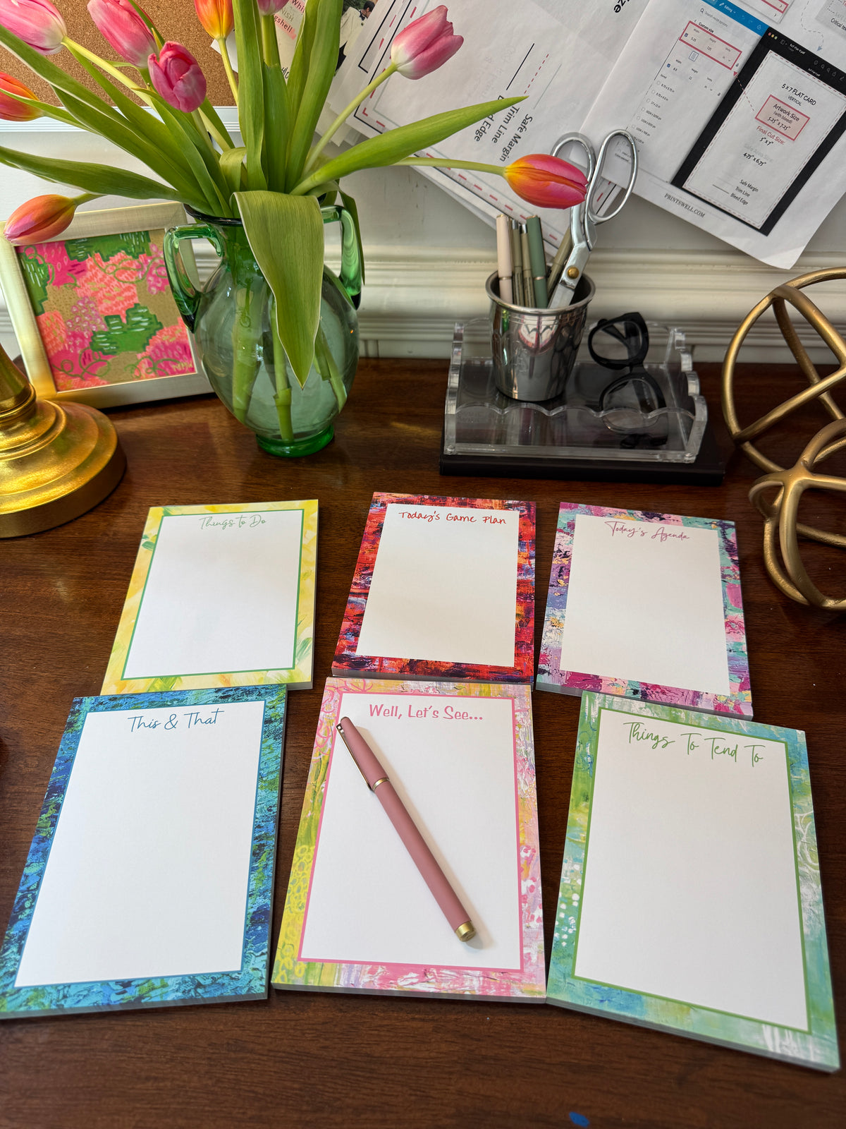 Notepads designed from original abstract art by Seven Hills Stationery