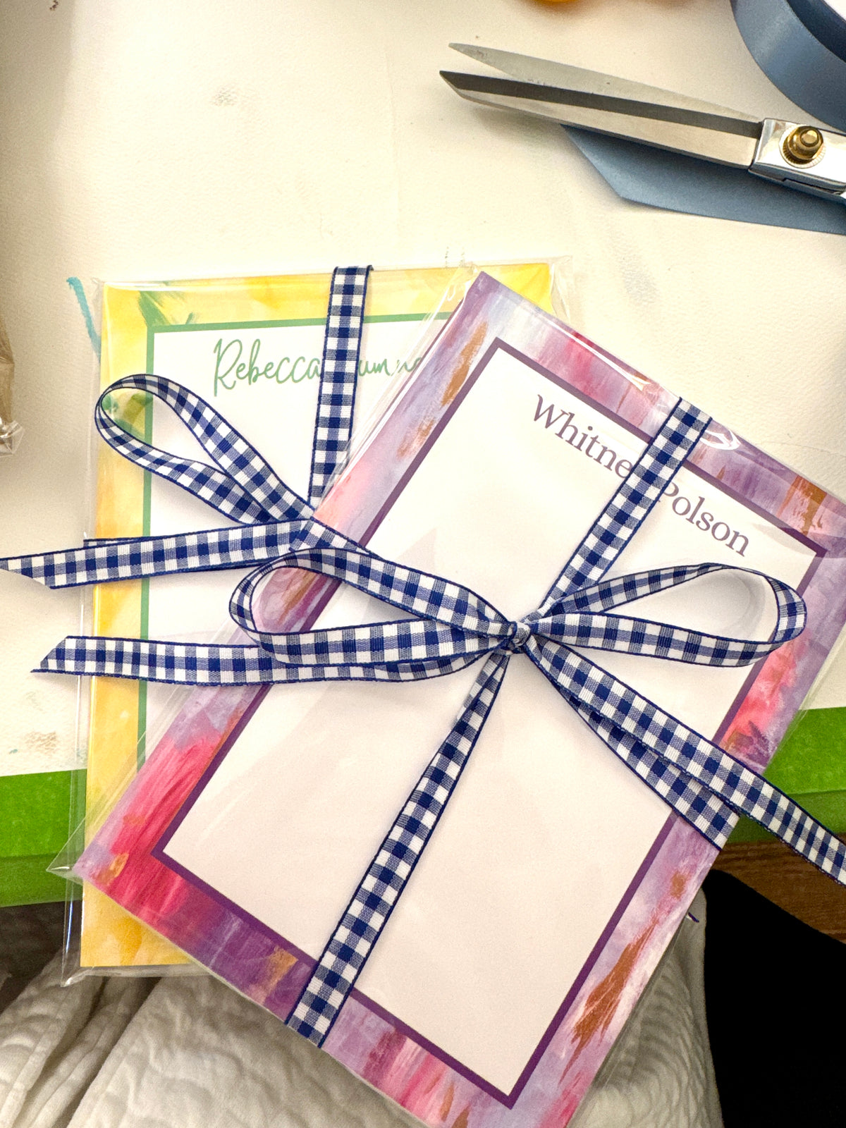 Personalized stationery with original abstract art by Seven Hills Stationery