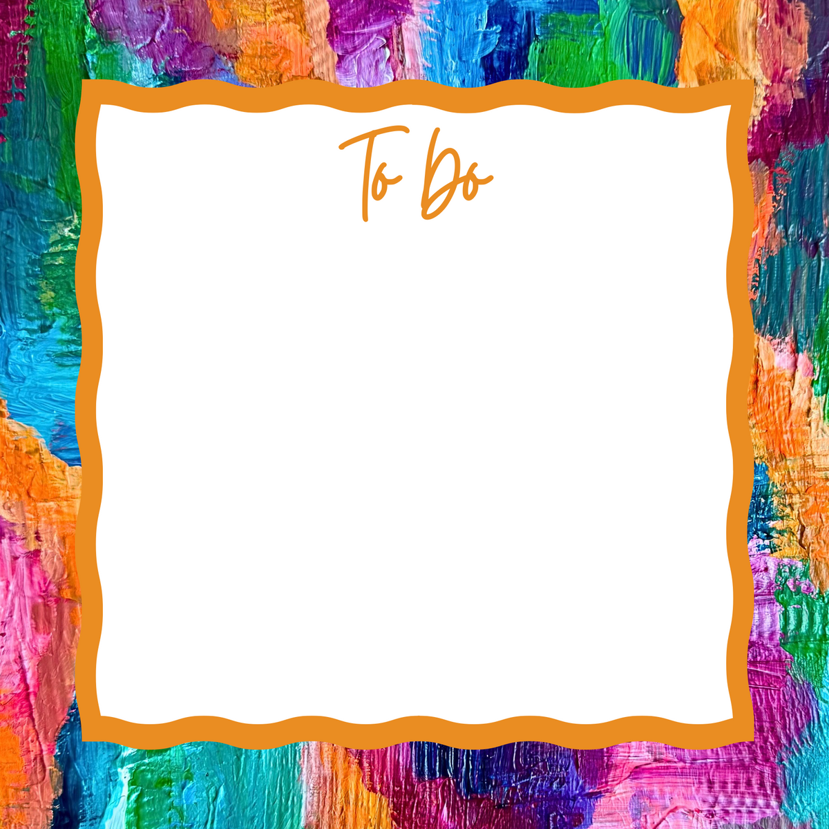 Wavy square To Do list notepad with Electric Energy abstract art
