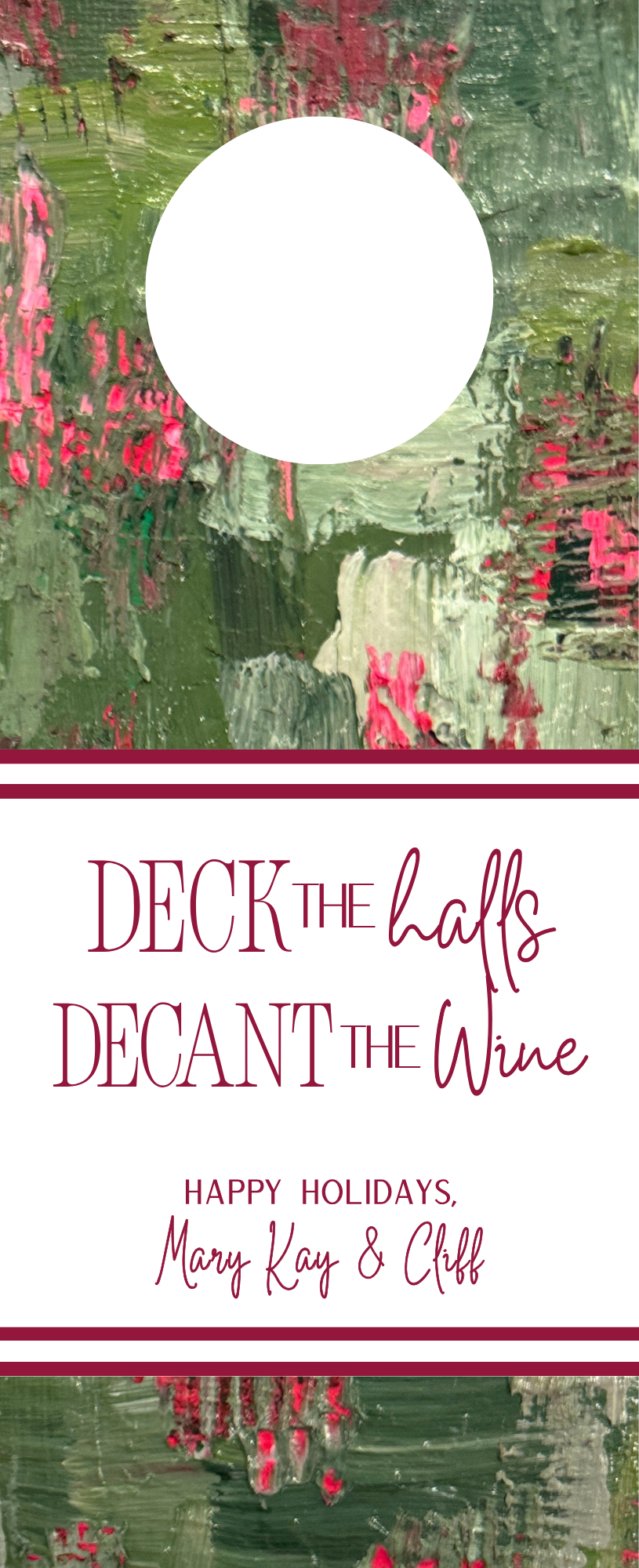 Christmas and holiday gift tags, wine tags, and stationery with original abstract art