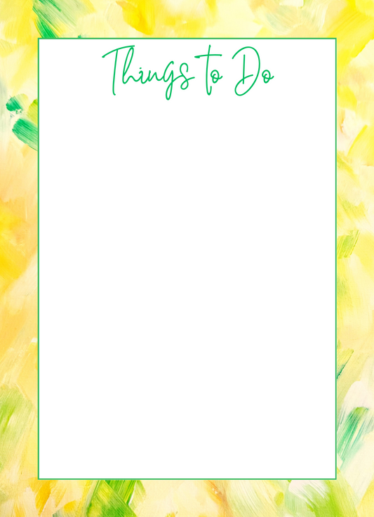Things To Do fun sayings notepad with abstract art design