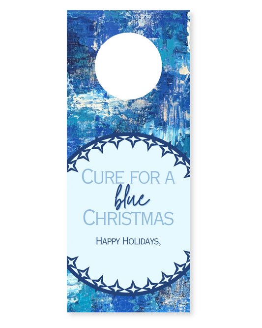 Christmas Wine Tag Set | ‘Cure for a Blue Christmas’ | Blue, Blue, Blue Christmas