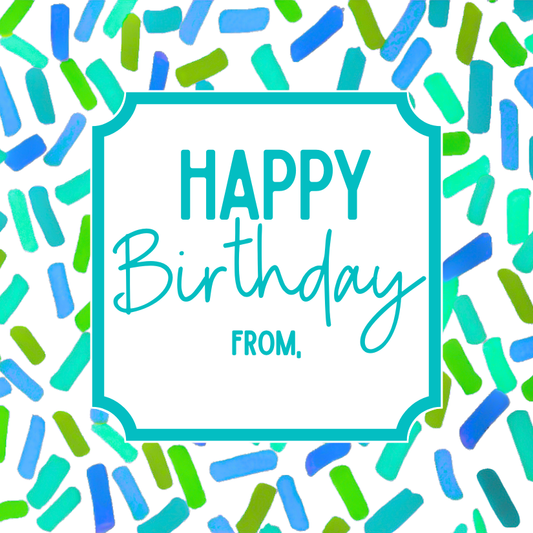 “Sprinkles” Happy Birthday Enclosure Gift Tags|Big Bash Blue|Set of 24