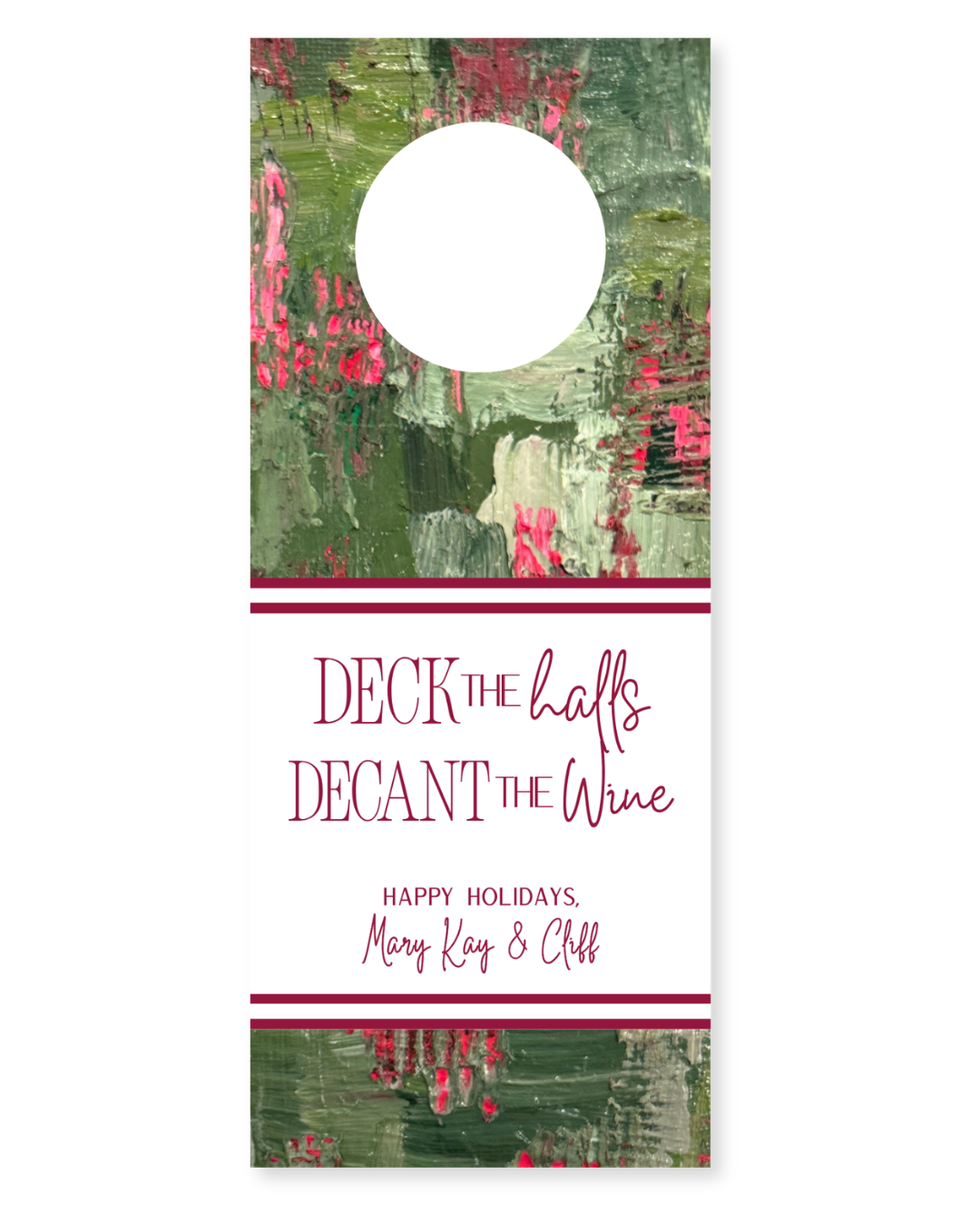 Personalized Christmas Wine Tag Set | ‘Deck the Halls, Decant the Wine’ | Holly Bushes