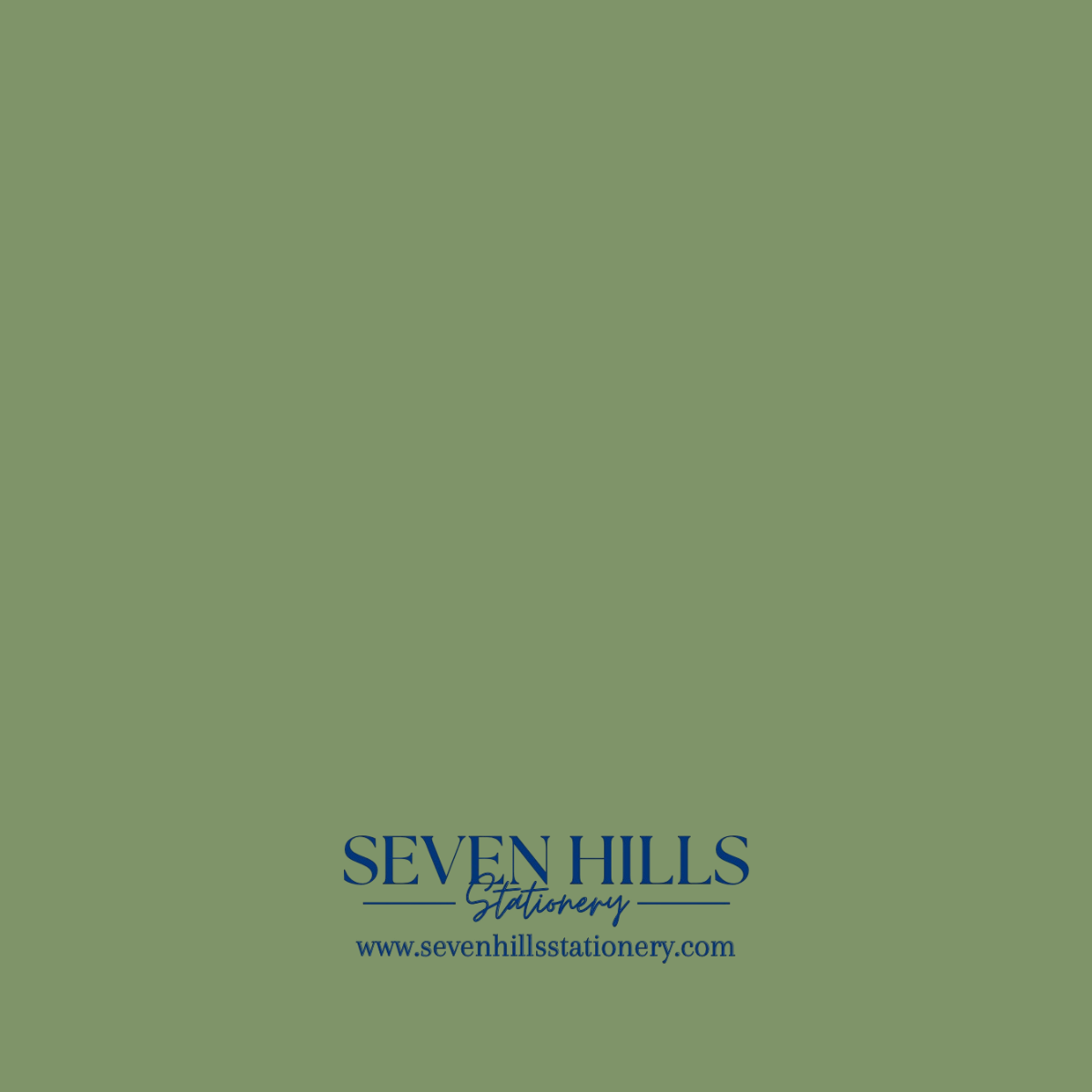 Back of Seven Hills Stationery Christmas design showing the logo and website
