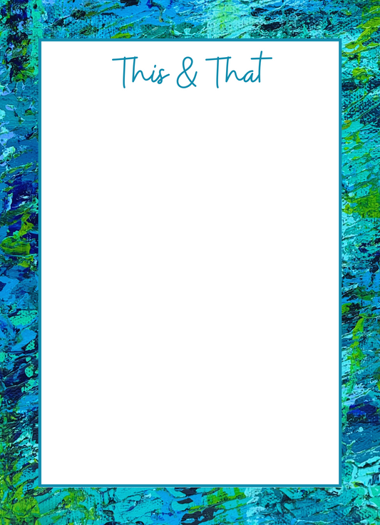 This and That fun sayings notepad with abstract art design