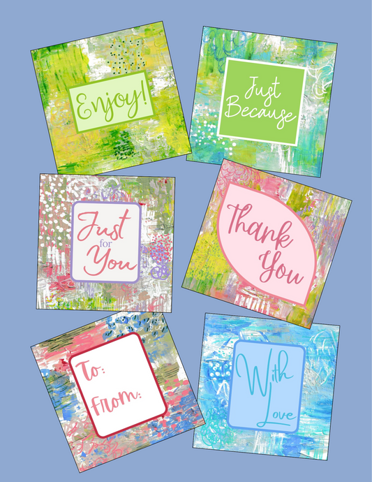 Multi-Purpose Square Gift Tags |Set of 12| Abstract Paper Goods