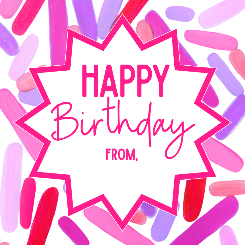 Happy Birthday Gift Tags in Party Pink|Set of 24| Abstract Paper Goods