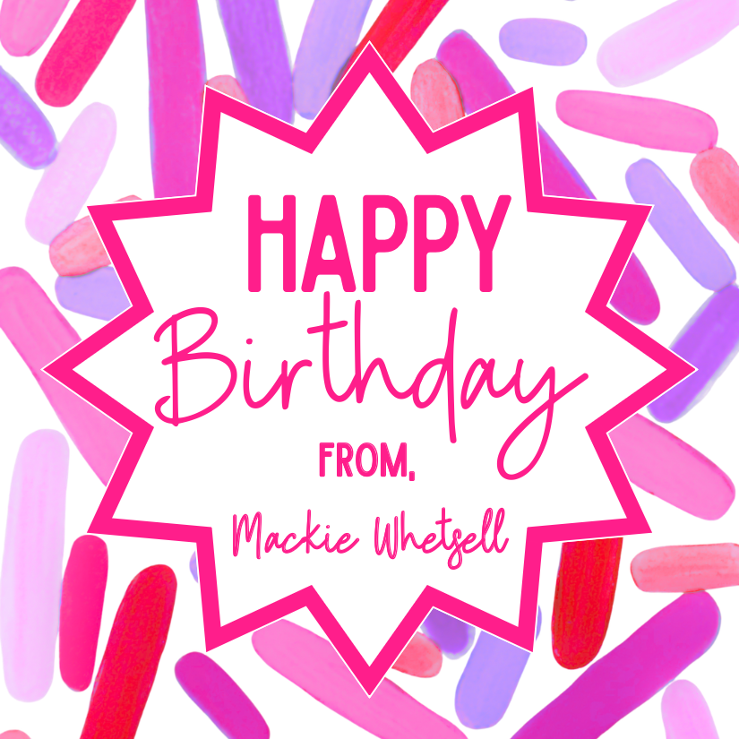 Happy Birthday Gift Tags in Party Pink|Set of 24| Abstract Paper Goods