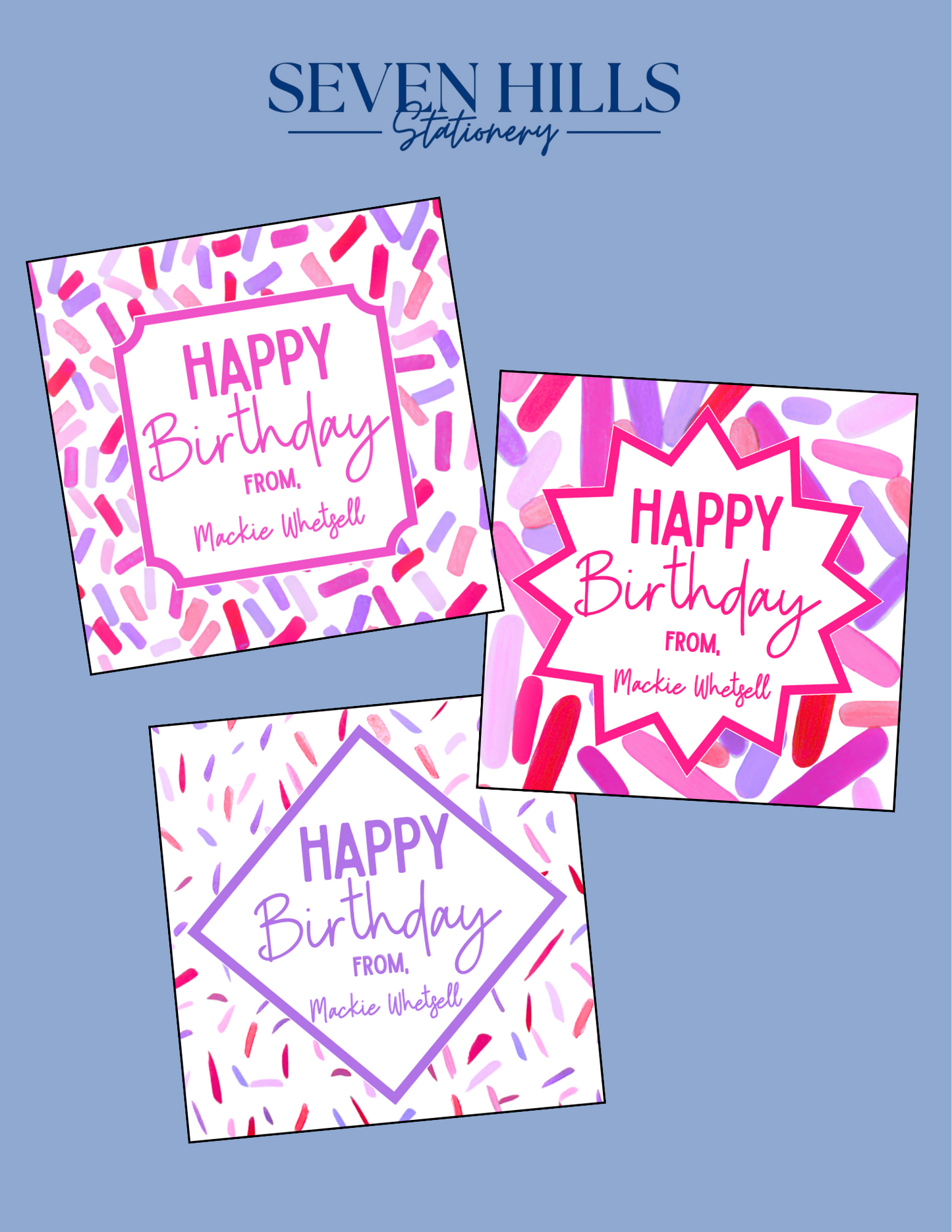 Happy Birthday Gift Tags in Party Pink|Set of 24| Abstract Paper Goods