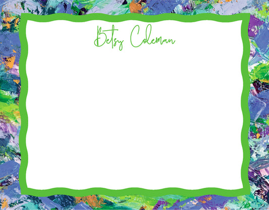 “Wavy” Personalized Notecard Set | Lagoon