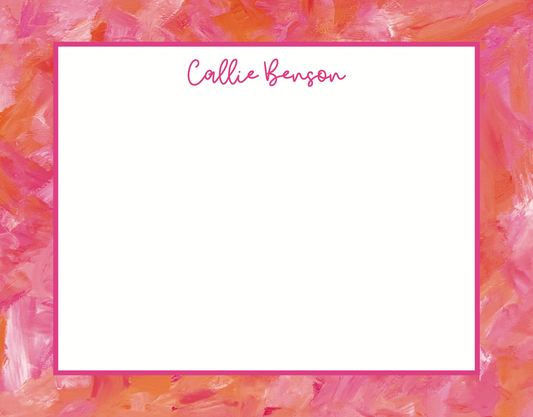 Straight border personalized notecard set with Ready to Flamingle art