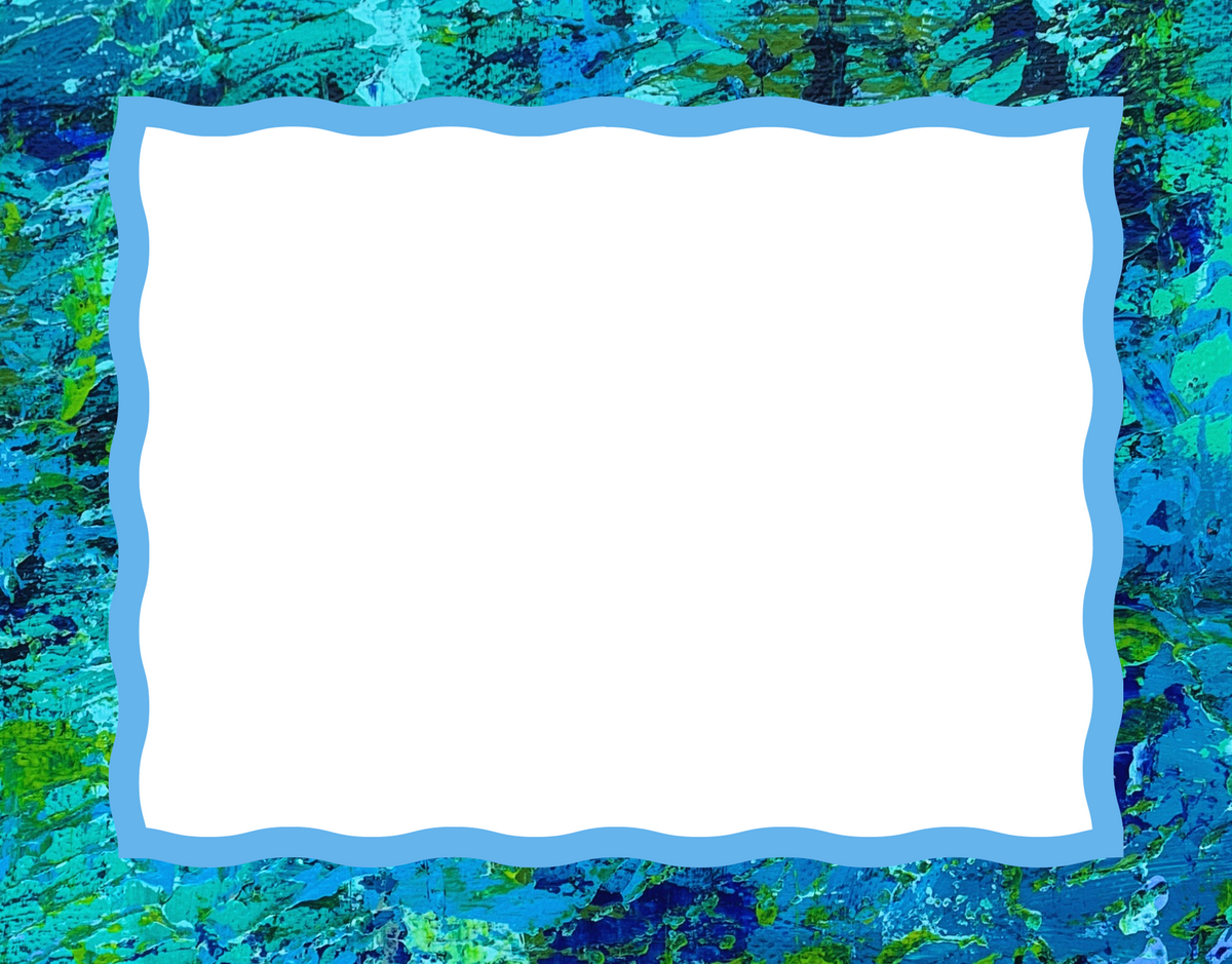Wavy blank notecard set of 10 with Marine Dwelling abstract art