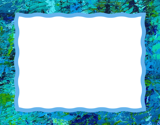 Wavy blank notecard set of 10 with Marine Dwelling abstract art