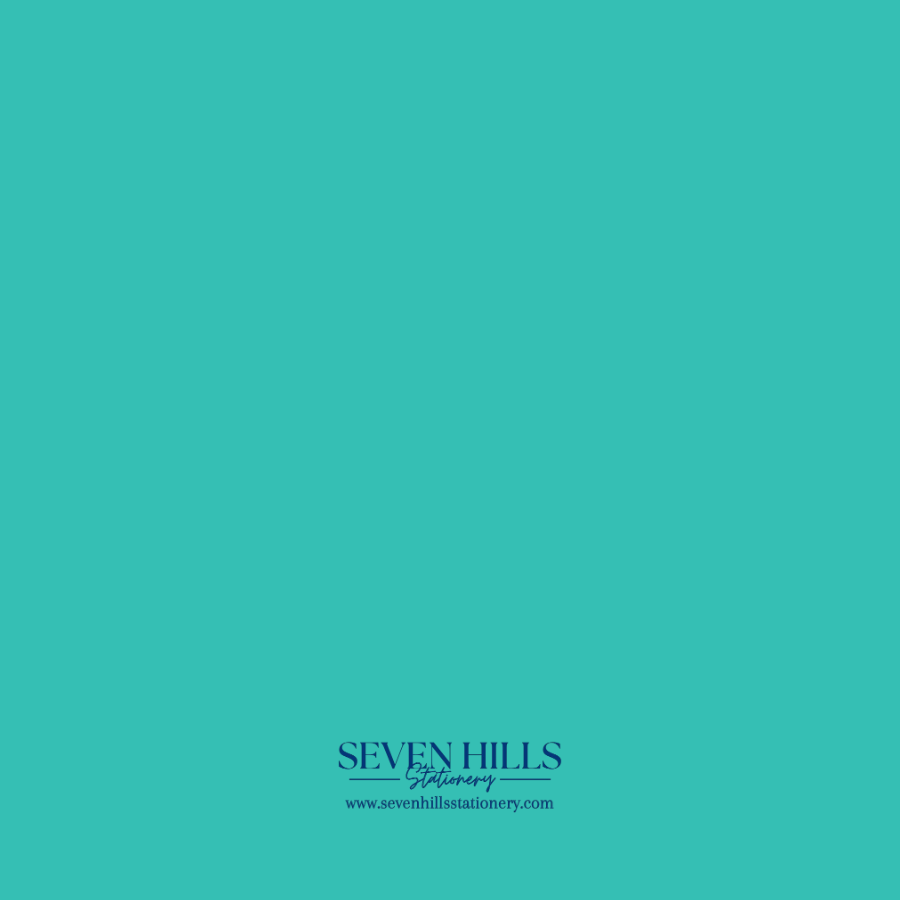 Teal back of Big Bash Blue Happy Birthday gift tag with Seven Hills Stationery logo