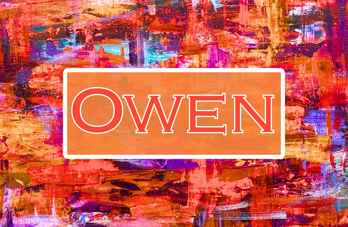 Personalized laminated kids placemat with Hot as Blue Blazes abstract art
