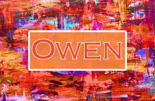 Personalized laminated kids placemat with Hot as Blue Blazes abstract art