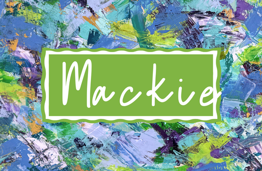 Personalized laminated kids placemat with Lagoon abstract art