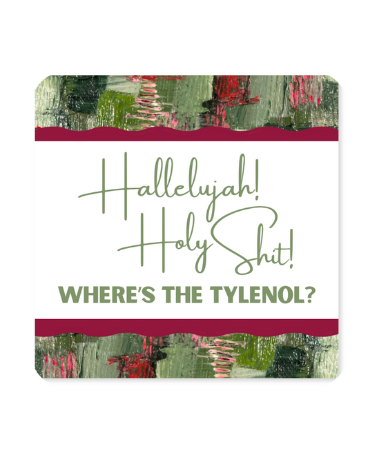 Christmas Paper Coaster Set | ‘Hallelujah, Holy Sh*t’ | Holly Bushes