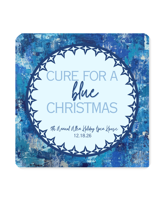 Personalized Christmas Paper Coaster Set | ‘Cure for a Blue Christmas’ | Blue, Blue, Blue Christmas