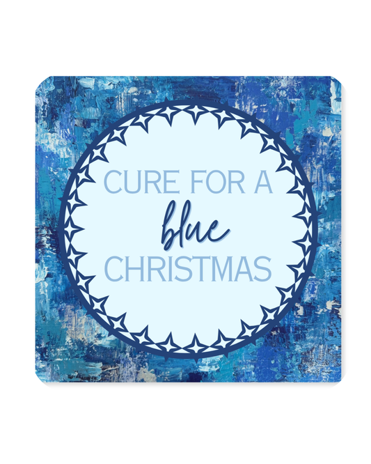 Christmas Paper Coaster Set | ‘Cure for a Blue Christmas’ | Blue, Blue, Blue Christmas