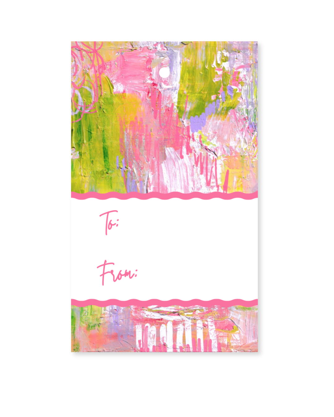 Rectangular Gift Tags | Wavy | Pink Peonies