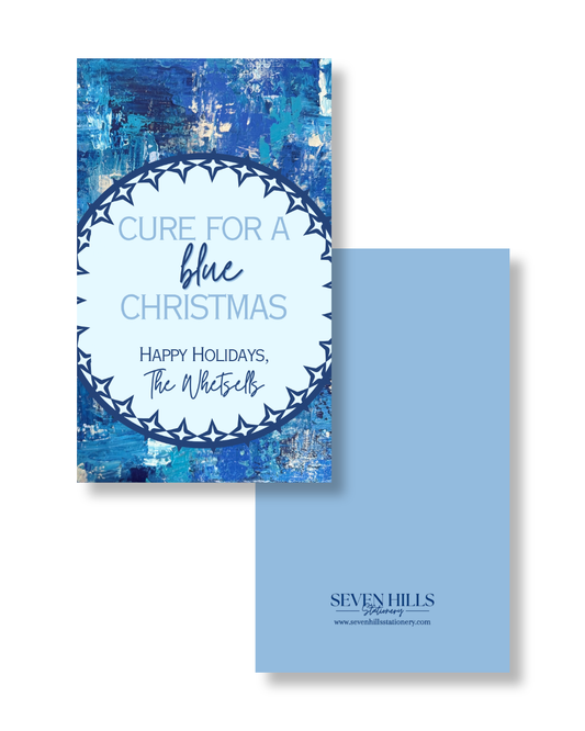 Personalized Christmas Rectangular Gift Tags | ‘Cure for a Blue Christmas’ | Blue, Blue, Blue Christmas