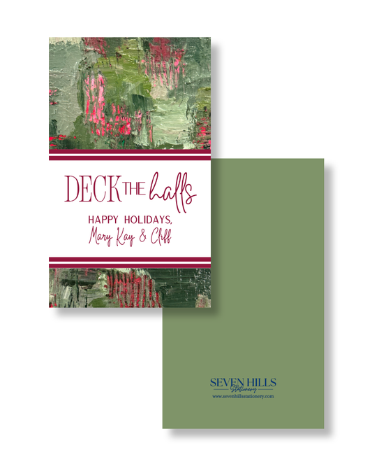 Personalized Christmas Rectangular Gift Tags | ‘Deck the Halls’ | Holly Bushes