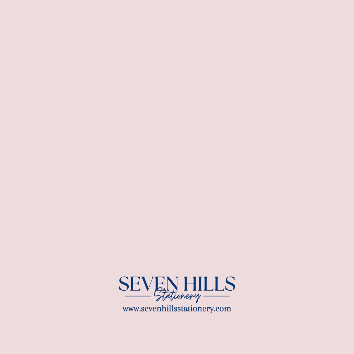 Back of Seven Hills Stationery Christmas design showing the logo and website